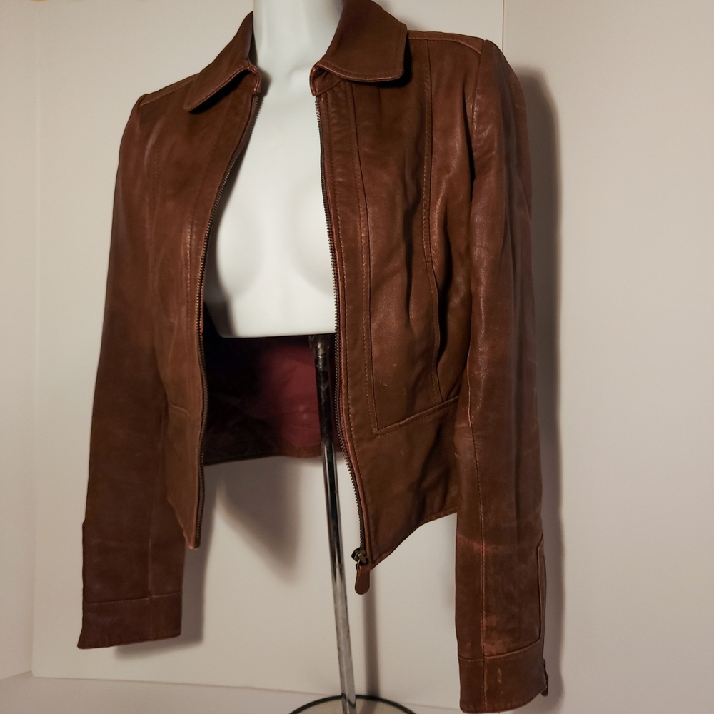 Alice Temperley for target brown women's  leather jacket size XS